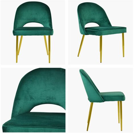 Flair Dining Chair Green Velvet Gold Legs