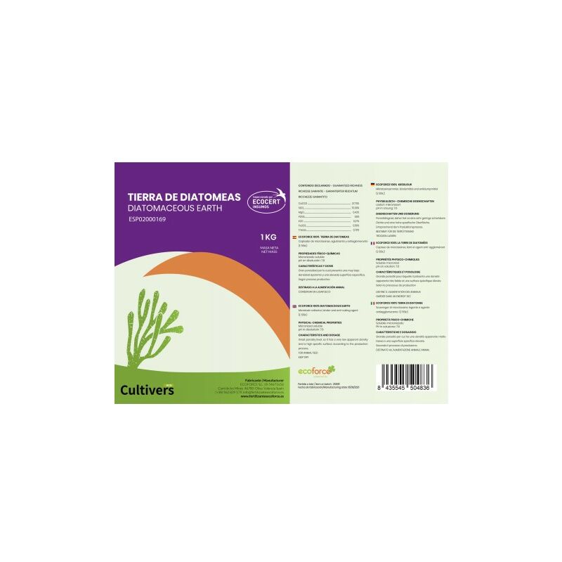 ECO Tierra de Diatomeas® Micronizada 20kg - 100% Natural - Aditivo  Alimenticio E551c. No calcinada, de elevada Pureza