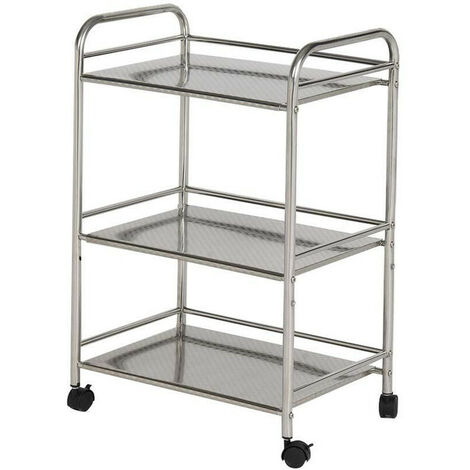Clipop – Chariot de cuisine 3 étagères en acier inoxydable – Facile à déplacer avec roulettes – Grande capacité de charge – Dimensions 350x500x750mm (1/5)