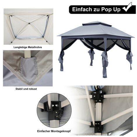 Tonnelle De Jardin 4x6m - Toit Imperméable Et Résistant UV - Panneaux Latéraux Avec Fenêtre - Cadre Acier 37mm