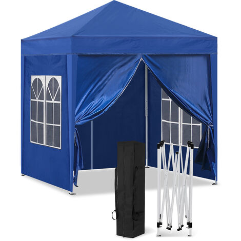 Tonnelle de jardin 3 x 3 m imperméable avec 4 panneaux latéraux et sac de transport, tonnelle pour mariage,Bleu (1/5)