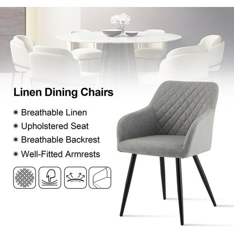JIJIAN Lot De 2 Chaises De Salle à Manger Avec Accoudoirs - Chaises Rembourrées Modernes Noir
