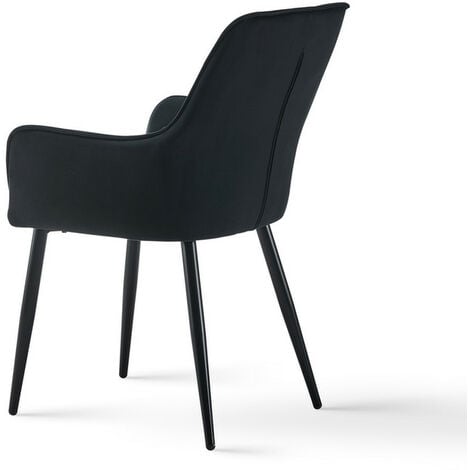 CLIPOP Lot de 2 chaises de Salle à Manger rembourrées en Velours avec accoudoir,cuisine, Noir