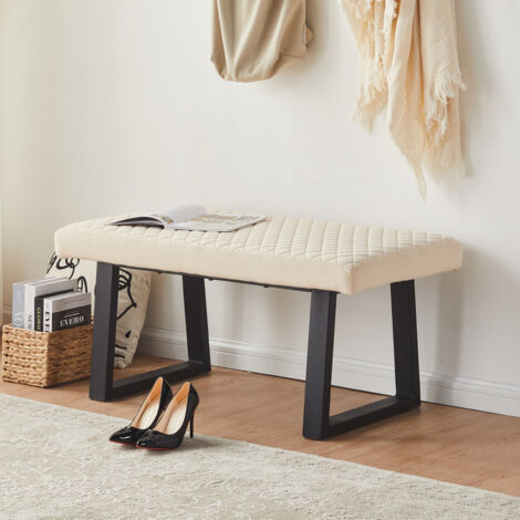 CLIPOP Banc rembourré,Repose-pieds en velours, pour salle à manger, couloir, beige (1/5)
