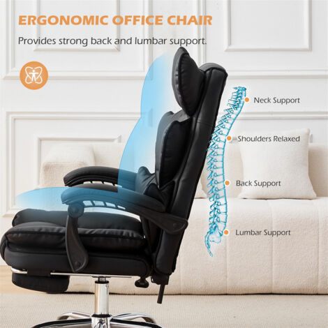 Fauteuil De Bureau Ergonomique En Cuir PU - Siège Pivotant, Dossier Inclinable, Hauteur Réglable, Couleur Brun - 9