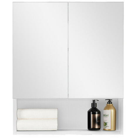 Armoire de salle de bain avec miroir et 2 portes, 50 x 13 x 60 cm Armoire de rangement (1/5)