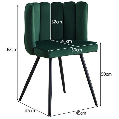 1 pièce Chaise de salle à manger unique en velours épais rembourré, Vert