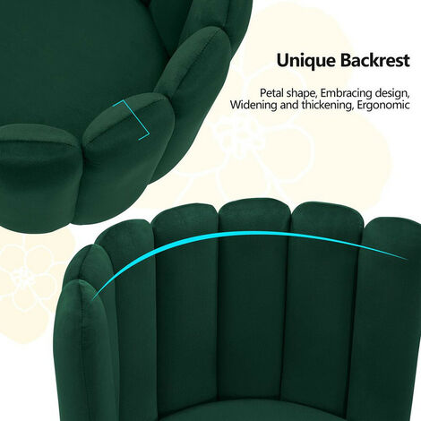 1 pièce Chaise de salle à manger unique en velours épais rembourré, Vert