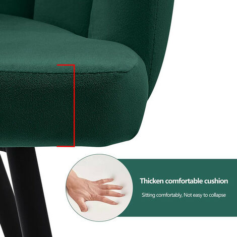 1 pièce Chaise de salle à manger unique en velours épais rembourré, Vert