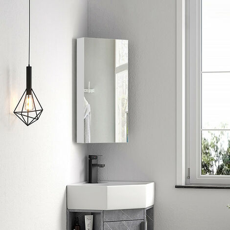 Clipop – Armoire murale de salle de bain avec miroir – 2 étagères réglables en MDF – Dimensions 30 x 24 x 60 cm – Installation facile