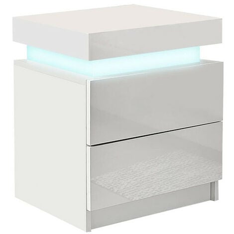 JYMTOM Table de chevet Lumineuse, Table de Nuit avec 3 tiroirs avec  éclairage LED pour chambre à coucher, salon 673545cm(Blanc)