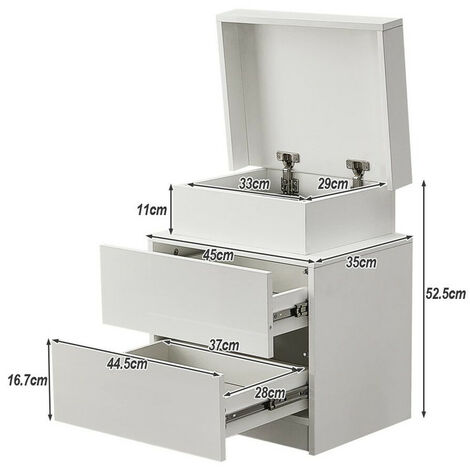 Table de Chevet avec 2 tiroirs et 16 Couleurs LED, 2 tiroirs Table de Chevet pour Salon, Chambre à Coucher, Blanc