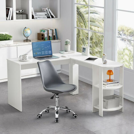 Giantex Bureau Double 220cm/Bureau d'Angle Informatique en Forme