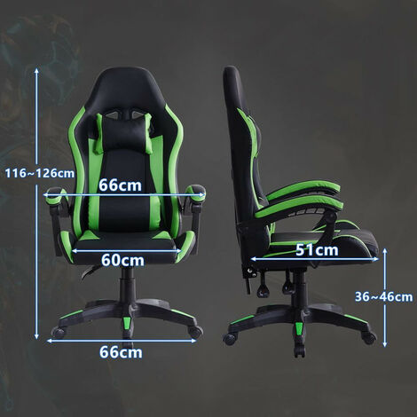 Puluomis Chaise Gamer Chaises de Bureau à haut Dossier avec Repose-pieds et  Support Lombaire Vert