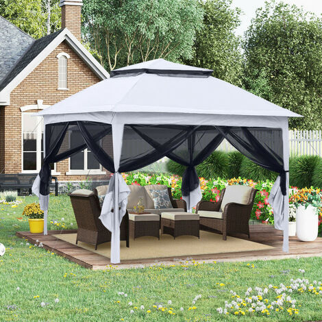 Tonnelle De Jardin 4x6m - Toit Imperméable Et Résistant UV - Panneaux Latéraux Avec Fenêtre - Cadre Acier 37mm
