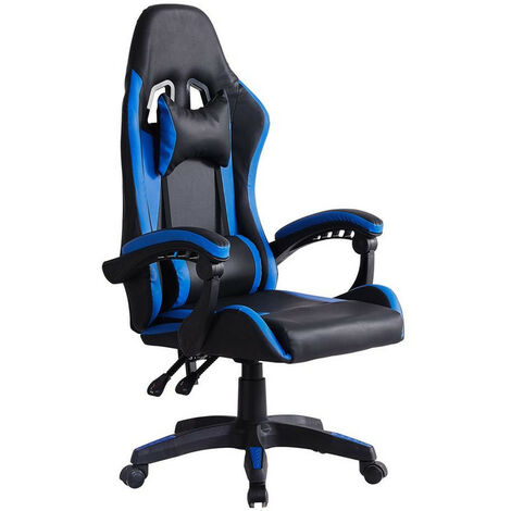 Chaise de Jeu Ergonomique avec appuie-tête et Soutien Lombaire, Chaises de Gamer de Course, Bleu (1/5)