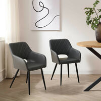 CLIPOP Lot de 2 chaises de salle à manger, Chaise de cuisine en simili-cuir, Gris