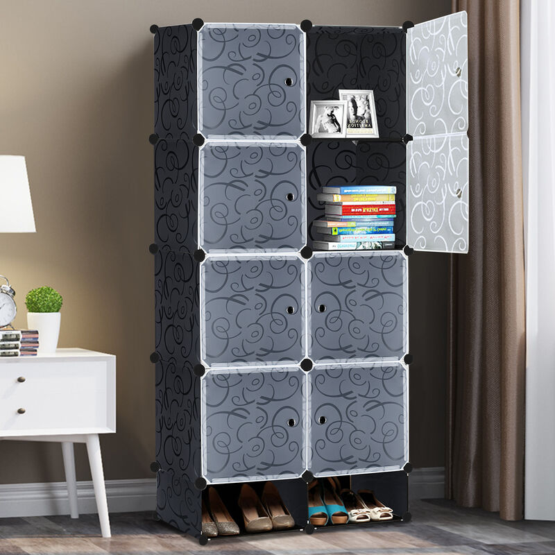  Armario portátil de plástico, armario portátil para dormitorio,  armario, armario multiusos, organizador de almacenamiento de cubos, cajas  móviles, armarios combinados (color: A) : Hogar y Cocina