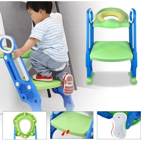 Adaptador WC Niños con Escalera, Reductor WC niños plegable con
