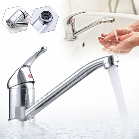 Grifo Monomando Pequeño Para Lavabo De Baño | Acabado Cromado Plateado | Incluye Latiguillos 3/8 Y Junta | Fácil Instalación