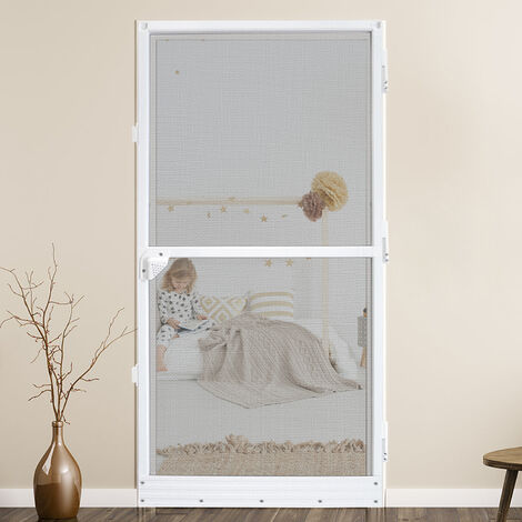 Mosquiteras 120x240cm Mosquitera para Puerta, Mosquitera de Tela con Marco de Aluminio, Blanco HENGMEI