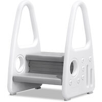 Reposapies infantiles Taburete infantil con 2 peldaños de plástico, para habitación infantil, cocina y baño, color gris HENGMEI