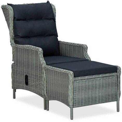 Relax-Sessel,Verstellbarer Gartensessel mit Fuhocker Poly Rattan ...