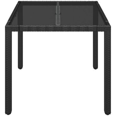 Gartentisch，Terrassentisch mit Glasplatte Schwarz 90x90x75 cm Poly Rattan vidaXL