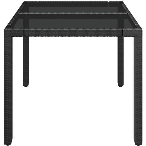 Gartentisch，Terrassentisch mit Glasplatte Schwarz 90x90x75 cm Poly Rattan vidaXL