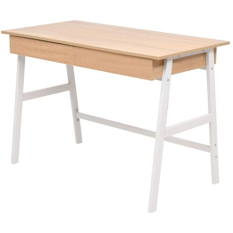 Computertisch，Schreibtisch 110x55x75 cm Eichenbraun und Weiß vidaXL