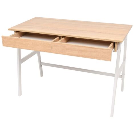 Computertisch，Schreibtisch 110x55x75 cm Eichenbraun und Weiß vidaXL
