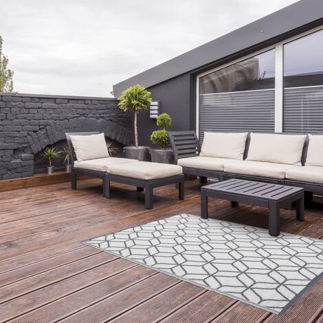 Outdoor-Teppiche，Außenteppich 180x121 cm Grau und Weiß OC25 vidaXL