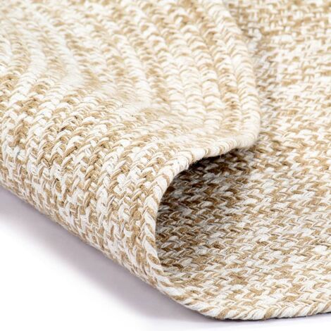 Teppich，Fußmatte Handgefertigt Jute Weiß und Natur 120 cm vidaXL