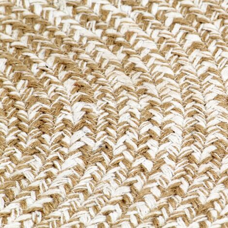 Teppich，Fußmatte Handgefertigt Jute Weiß und Natur 120 cm vidaXL
