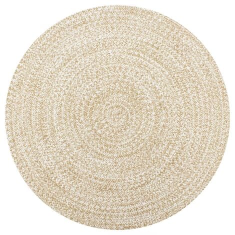 Teppich，Fußmatte Handgefertigt Jute Weiß und Natur 90 cm vidaXL