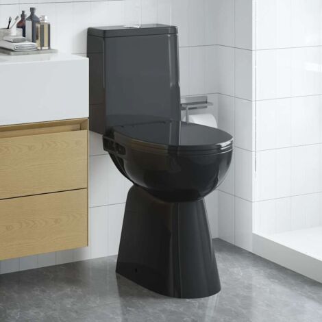 Hohe Spülrandlose Toilette Soft-Close 7cm Höher Keramik Schwarz vidaXL626392