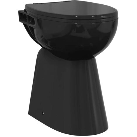 Hohe Spülrandlose Toilette Soft-Close 7cm Höher Keramik Schwarz vidaXL626392