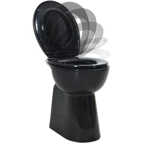 Hohe Spülrandlose Toilette Soft-Close 7cm Höher Keramik Schwarz vidaXL626392