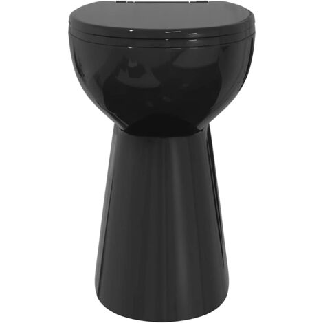 Hohe Spülrandlose Toilette Soft-Close 7cm Höher Keramik Schwarz vidaXL626392