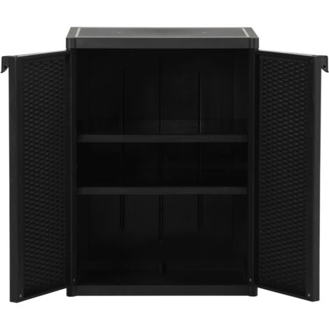 Gartenschrank Schwarz 65x45x88 cm PP RattanOptik vidaXL862946