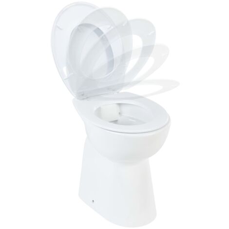 Hohe Spülrandlose Toilette Soft-Close 7 cm Höher Keramik Weiß vidaXL348537