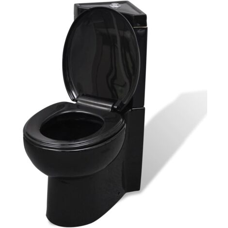 Toilette für Ecke Keramik Schwarz vidaXL175011