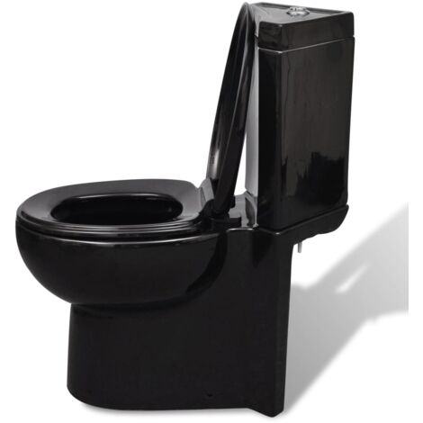 Toilette für Ecke Keramik Schwarz vidaXL175011
