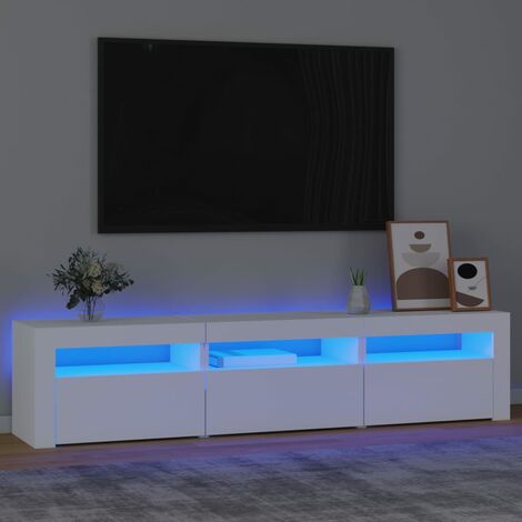TV Möbel mit LED-Lichtern Weiß 180x35x40 cm