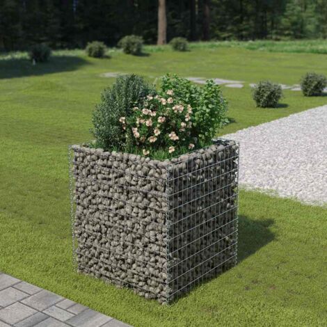 Gabionen-Hochbeet Verzinkter Stahl 90×90×100 cm vidaXL88176