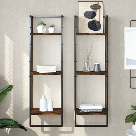 vidaXL Wandregal 3 Ebenen Rauch-Eiche 30x25x100cm Holzwerkstoff