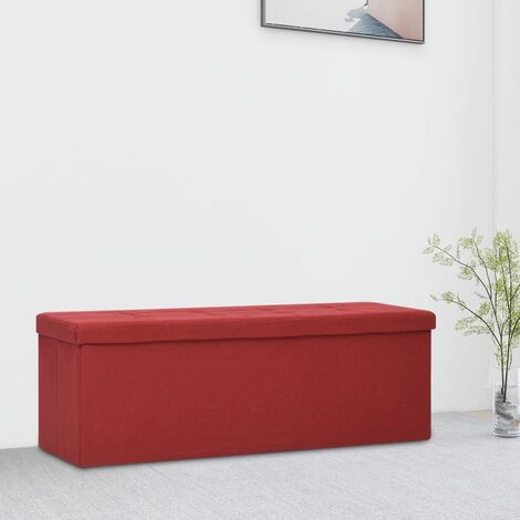 Faltbare Sitzbank mit Stauraum Weinrot Leinenoptik vidaXL59324