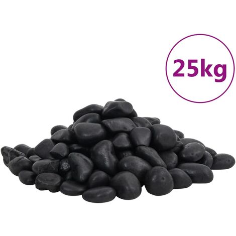 Polierte Kiesel 25 kg Schwarz 2-5 cm vidaXL76205