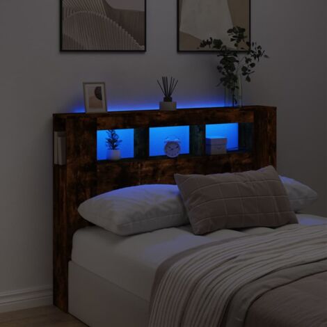 LED-Kopfteil Räuchereiche 140x18,5x103,5 cm Holzwerkstoff vidaXL767735