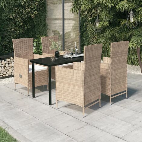 5-tlg. Garten-Essgruppe,Gartenmöbel Set mit Kissen Beige vidaXL359355 (1/5)